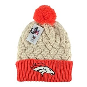 NFL Denver Broncos Logo Women's New Era Matterhorn Cream Orange Cable Knit Hat